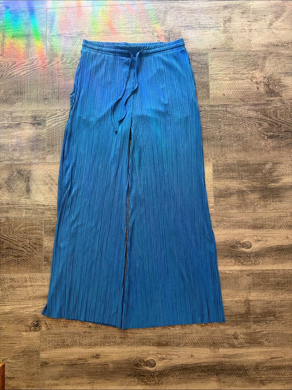 Bright Blue Wide-Leg Drawstring Pants